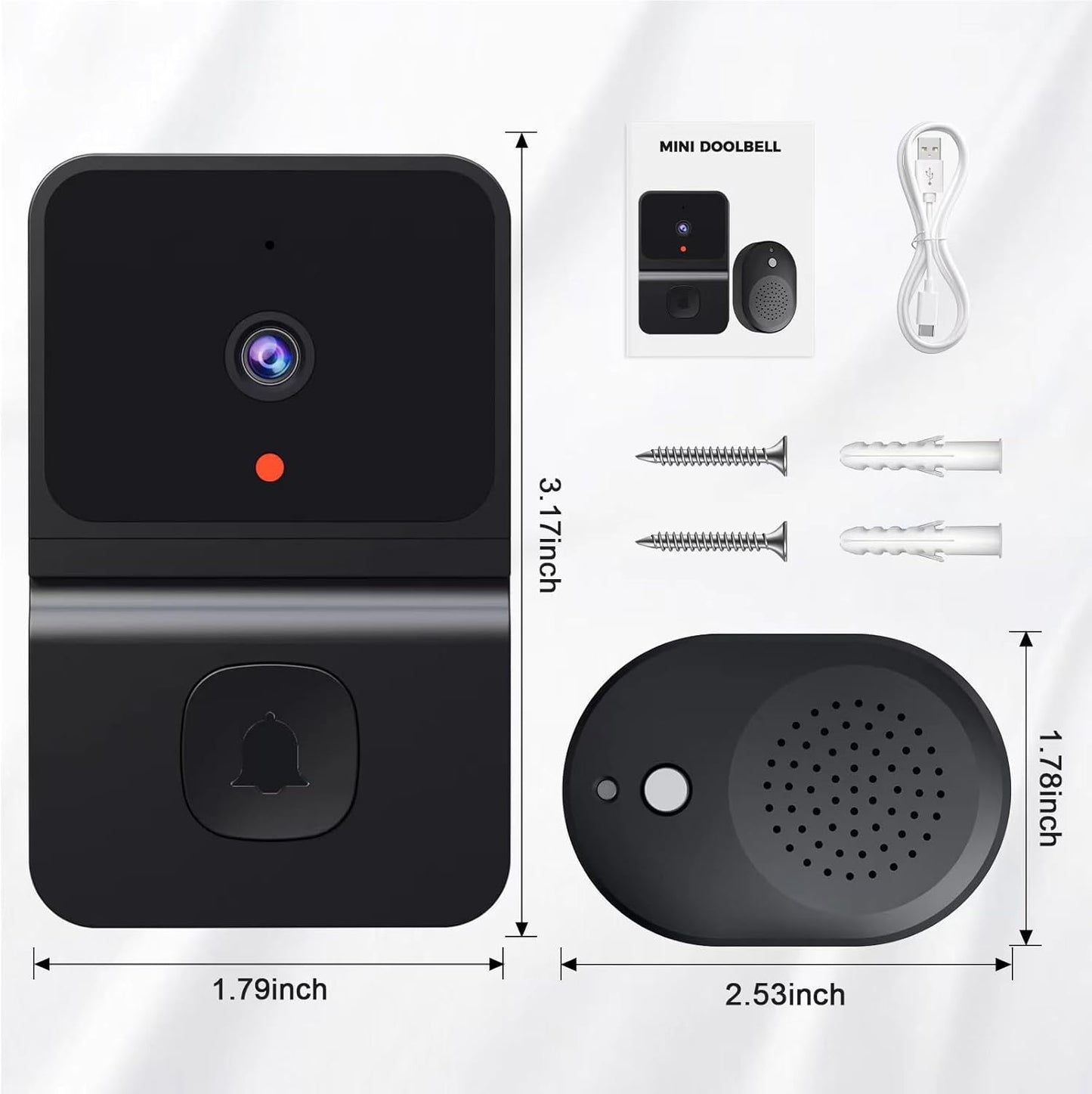 1080P Wireless Video Doorbell with Chime | Smart Wi-Fi Security Camera, Two-Way Audio, and IP65 Waterproof Rating