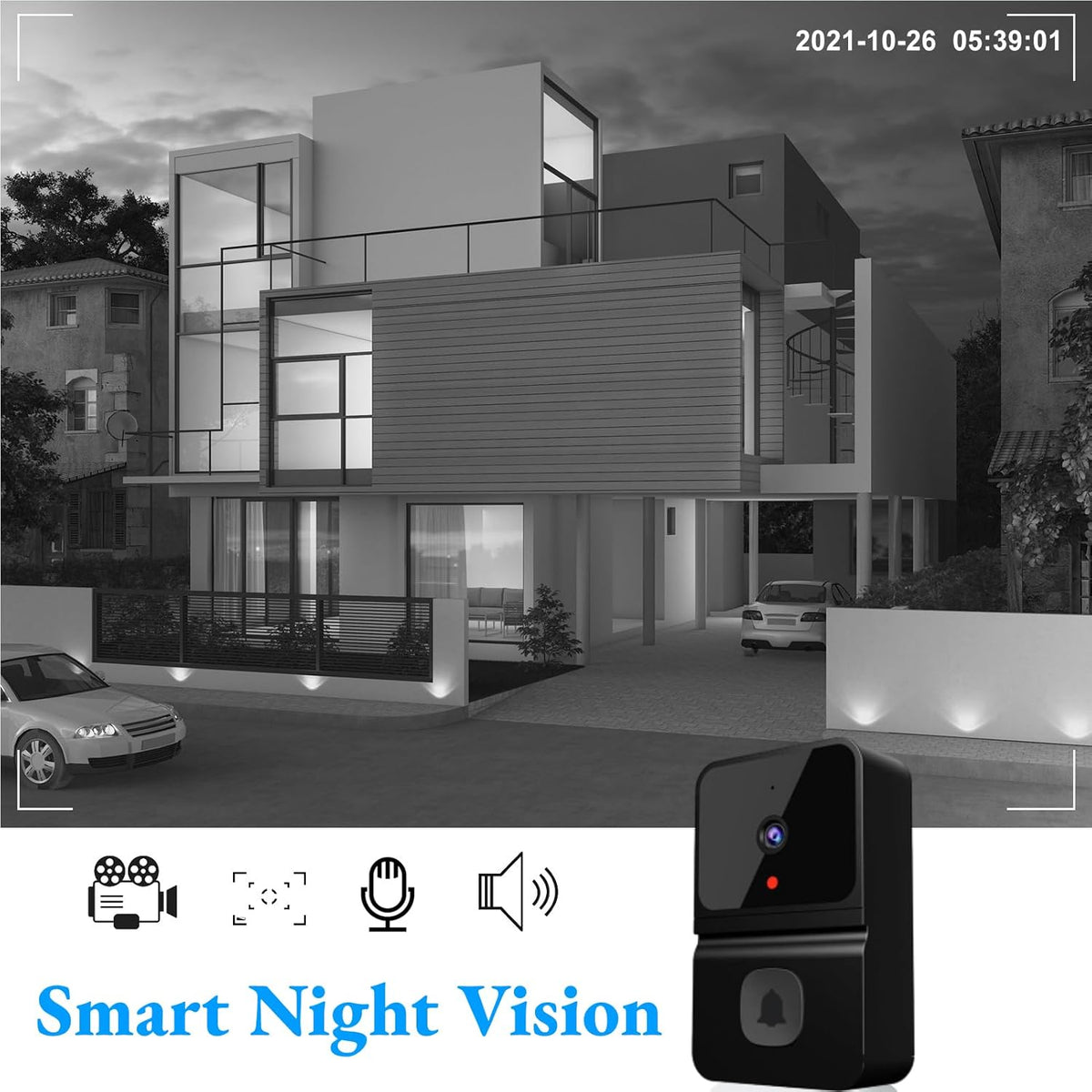 1080P Wireless Video Doorbell with Chime | Smart Wi-Fi Security Camera, Two-Way Audio, and IP65 Waterproof Rating